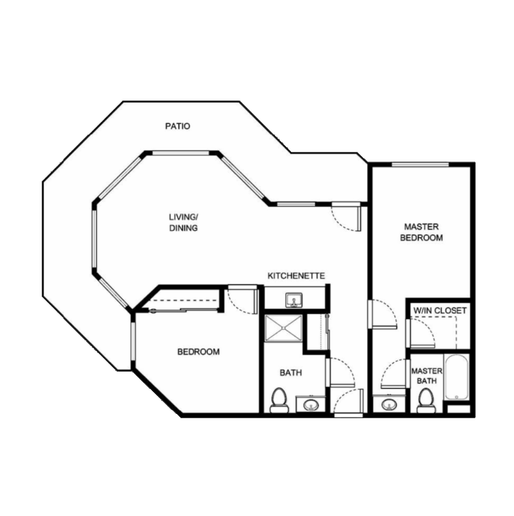 A welcoming floor plan featuring spacious living areas, cozy bedrooms, and a charming patio for relaxation.