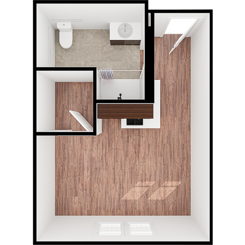 A bright, welcoming layout features cozy living spaces, promoting comfort and community.
