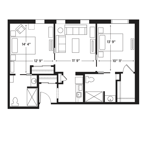 This thoughtfully designed layout promotes community and comfort, ideal for a welcoming retirement home.