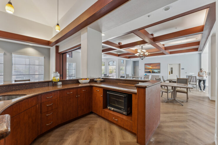 A welcoming communal space with warm wood accents, inviting residents to gather and share moments.