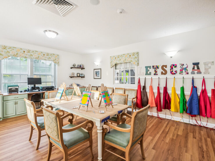 A bright, inviting art room with cheerful colors, fostering creativity and community engagement.