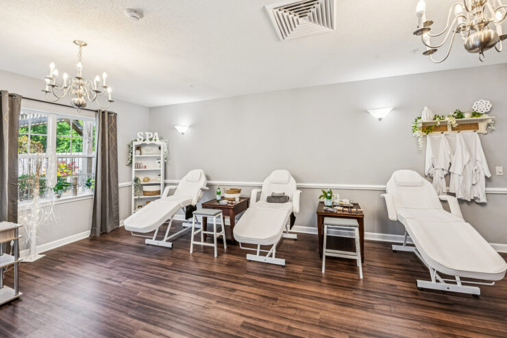 A serene wellness space with inviting treatment chairs, perfect for relaxation and community bonding.