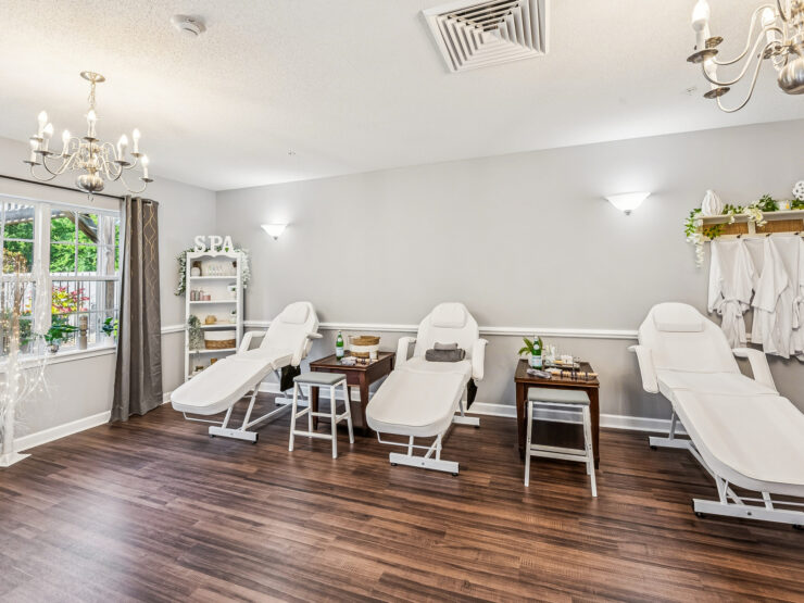 A serene wellness space with inviting treatment chairs, perfect for relaxation and community bonding.