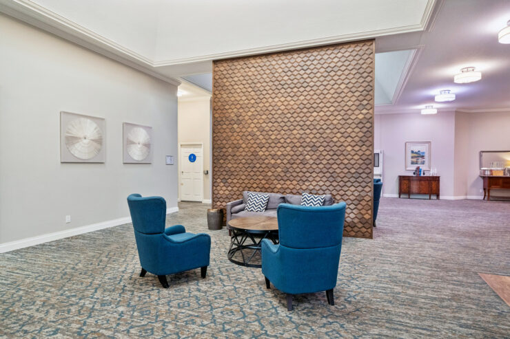 Inviting seating area fosters community and connection in a warm, welcoming atmosphere.