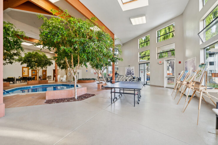 A bright, inviting space with natural light, promoting community and engagement among residents.