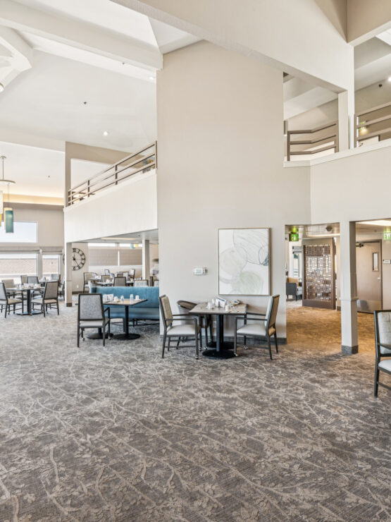 Bright and inviting communal space, fostering connection and comfort among residents.