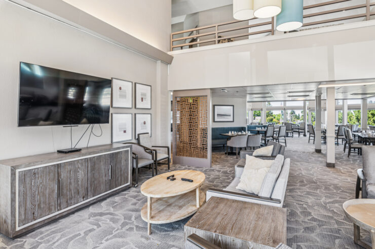 Bright and inviting common area, featuring comfortable seating and a warm atmosphere for community gatherings.