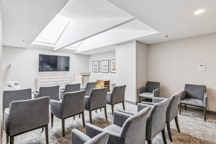 Bright and inviting, this gathering space fosters community with comfortable seating and natural light.