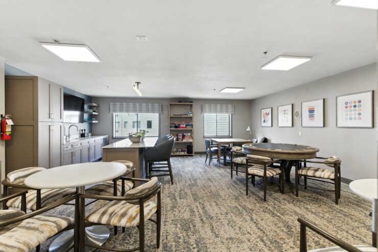 Bright, inviting space with comfortable seating, perfect for community gatherings and relaxation.