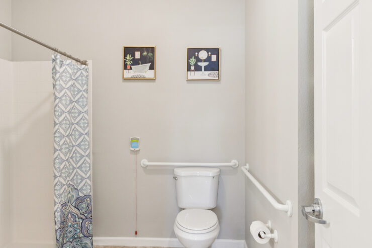 A welcoming bathroom featuring thoughtful design elements for comfort and accessibility.