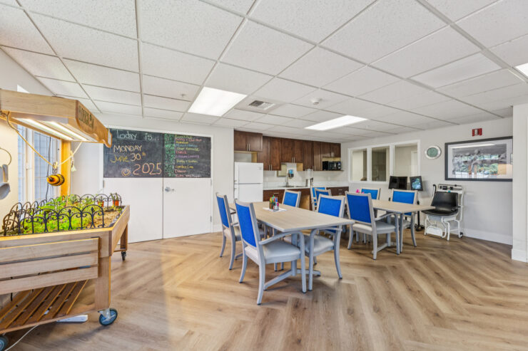 Bright, welcoming dining area with cheerful seating, fostering community and connection.