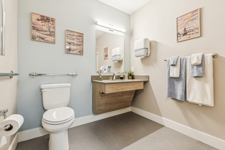 Bright and inviting, this bathroom features modern amenities, promoting comfort and community for residents.