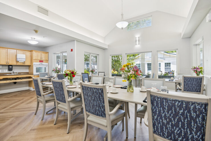 A bright dining area filled with natural light, inviting community gatherings and shared meals.