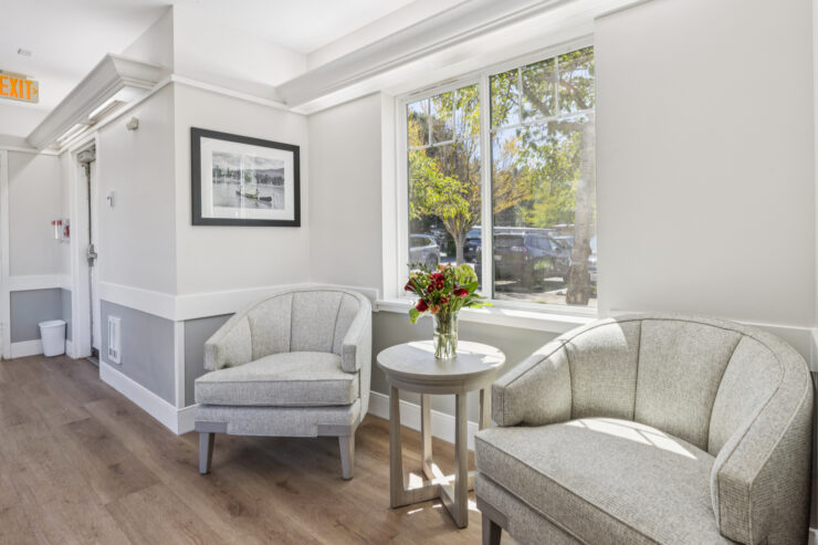 Bright and inviting seating area, perfect for relaxation and connection among residents.