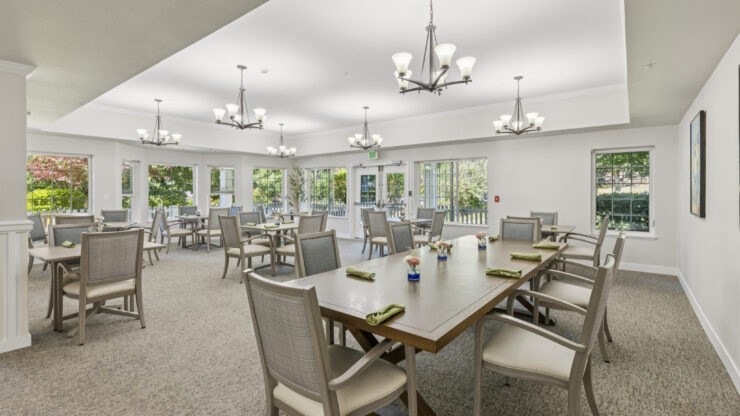 Bright, inviting dining area fostering community and comfort, perfect for shared meals and connections.