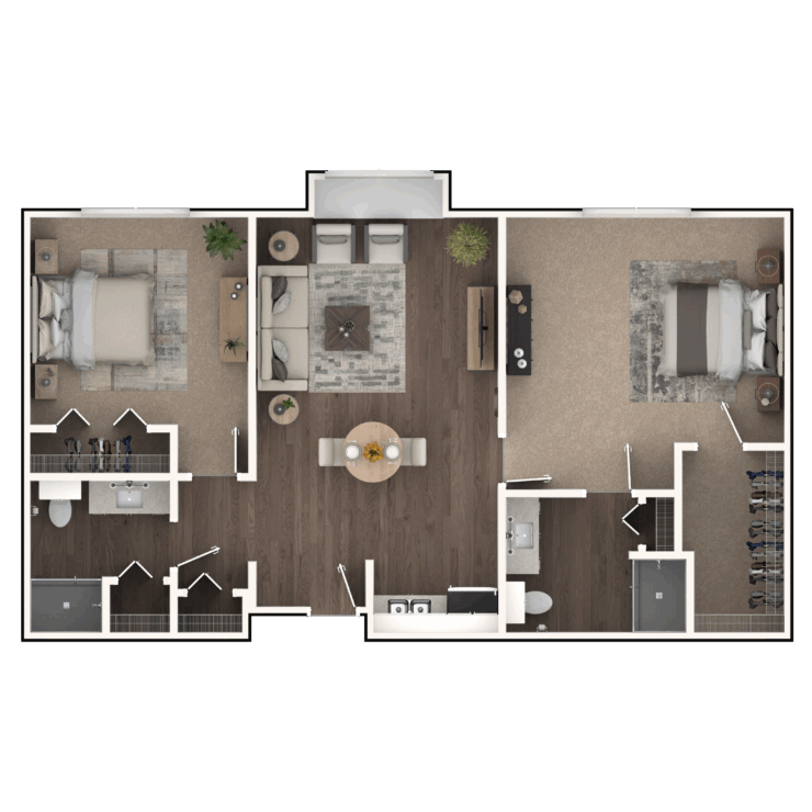 A welcoming layout featuring comfortable living spaces, ideal for community and connection.