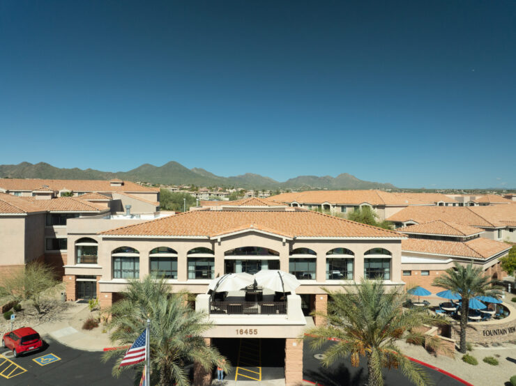 A welcoming retirement community nestled among scenic mountains, exuding warmth and connection.