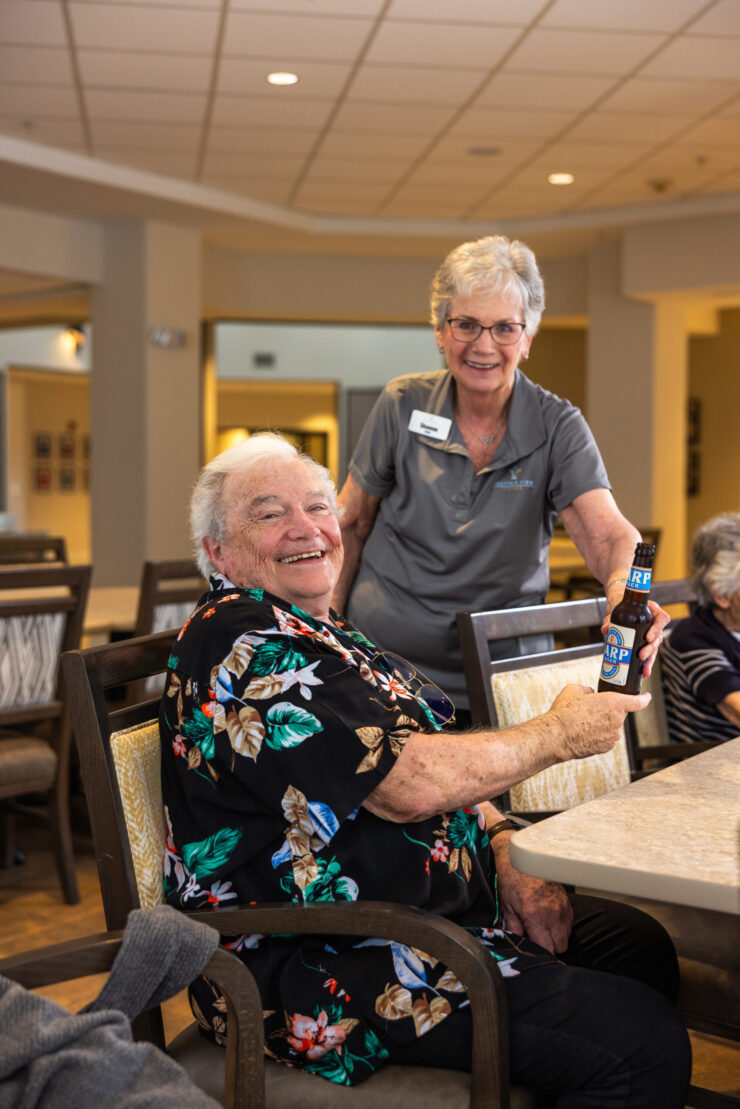 A vibrant gathering space where residents enjoy friendly interactions and shared moments of joy.