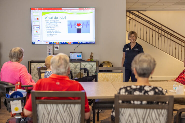 Residents engage in a warm, informative session, fostering community and connection.