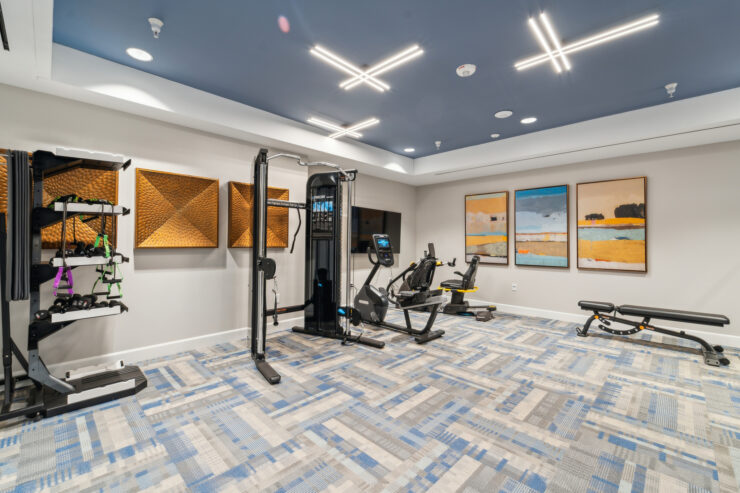 A bright, inviting fitness area designed for community engagement and wellness.