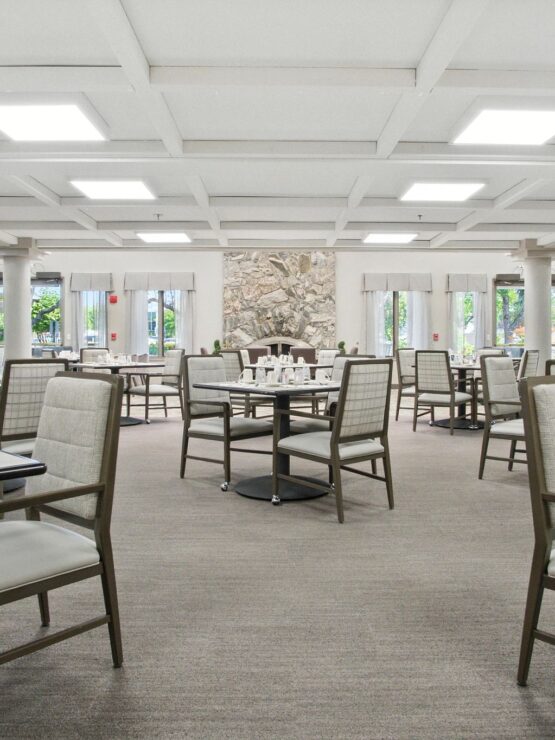 Bright, inviting dining area fostering community and comfort, perfect for shared meals and gatherings.