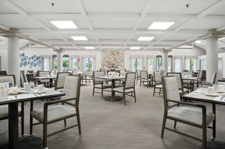 Bright, inviting dining area fostering community and comfort, perfect for shared meals and gatherings.