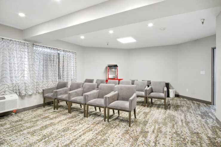 Inviting seating area designed for gatherings, fostering community and comfort for residents.