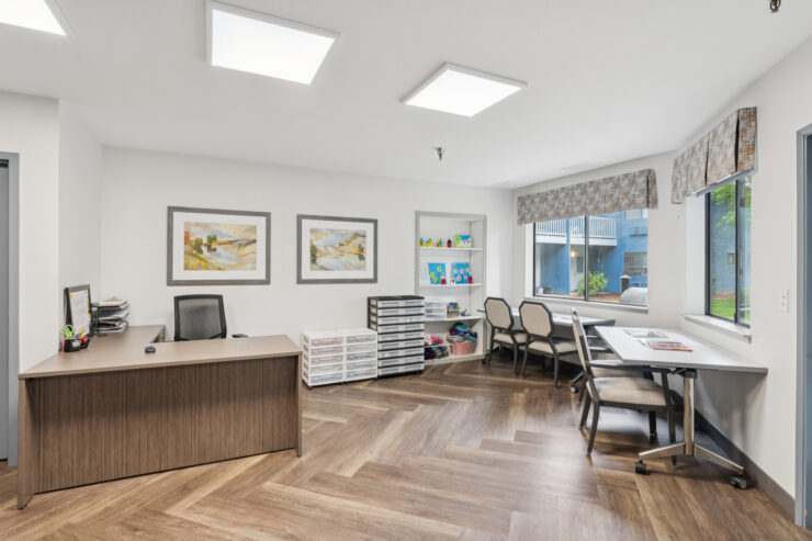 Bright and welcoming communal space, fostering connection and comfort among residents.