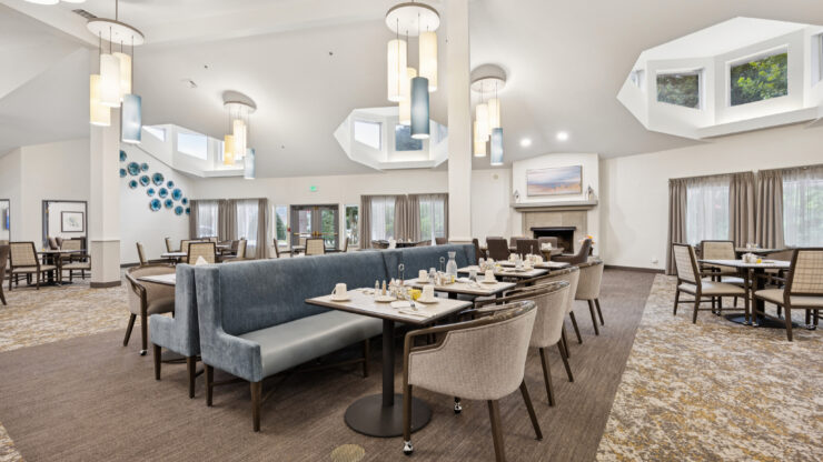 Bright and inviting dining area, perfect for community gatherings and shared meals.
