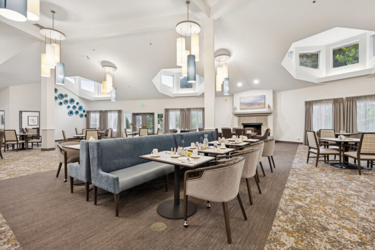 Bright and inviting dining area, perfect for community gatherings and shared meals.