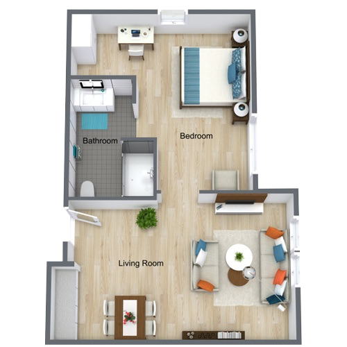 Tribute Memory Care Classic One Bedroom Floor Plan