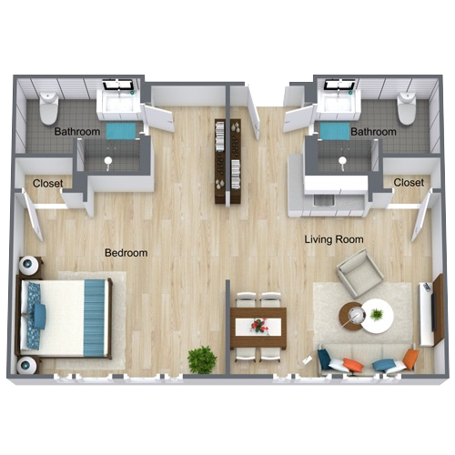 Tribute Melford Assisted Living One Bedroom Two Bath Floor Plan