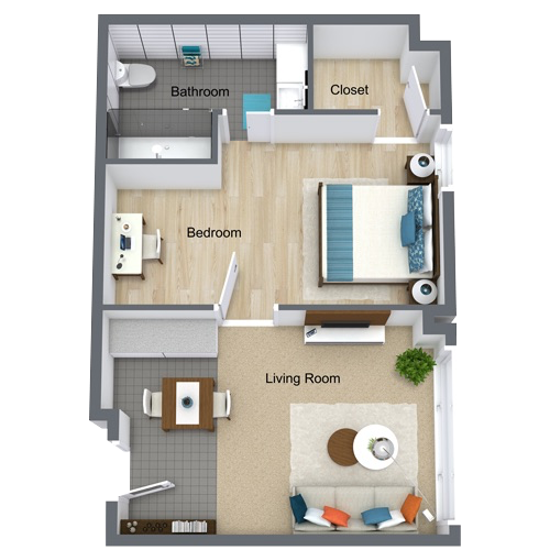 Tribute Black Hill Classic One Bedroom Floor Plan