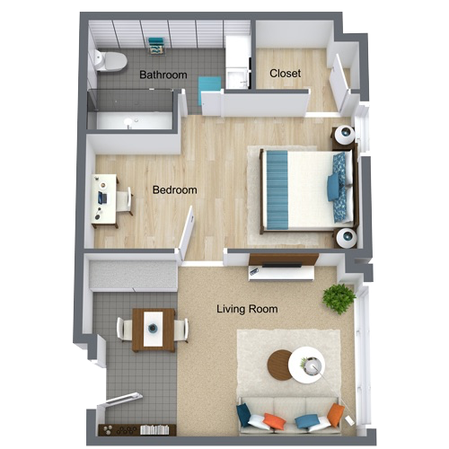 Tribute Black Hill Memory Care Classic One Bedroom Floor Plan