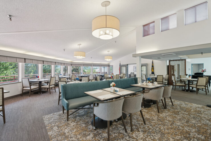 A welcoming dining area filled with natural light, perfect for community gatherings and shared meals.