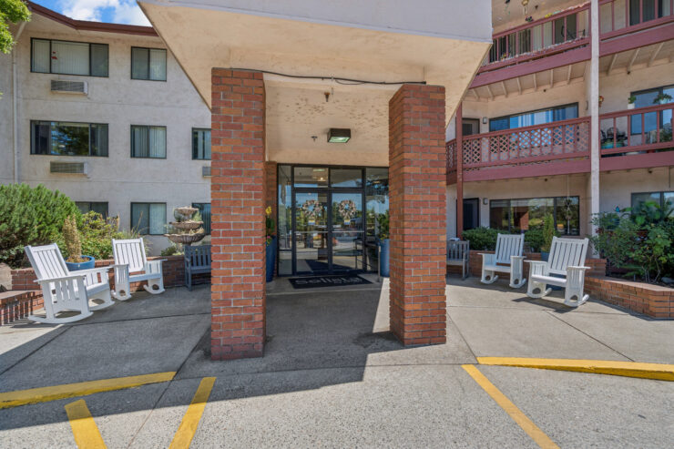 Welcoming entrance with bright, inviting spaces, fostering community and comfort for all residents.