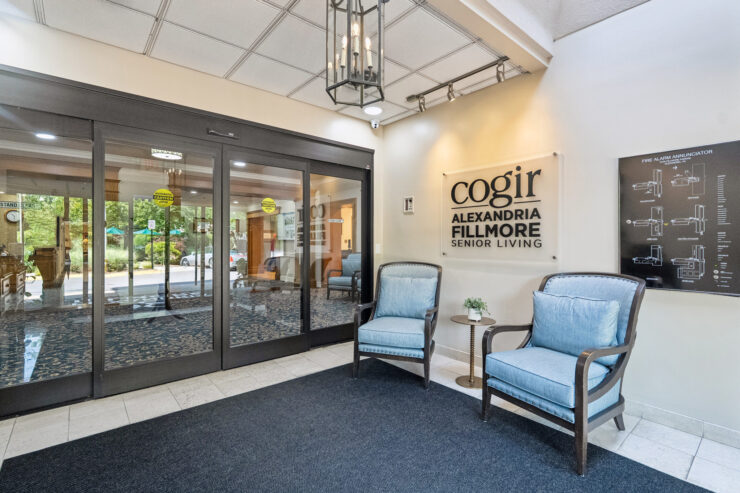 Welcoming entrance featuring comfortable seating, bright natural light, and a sense of community.