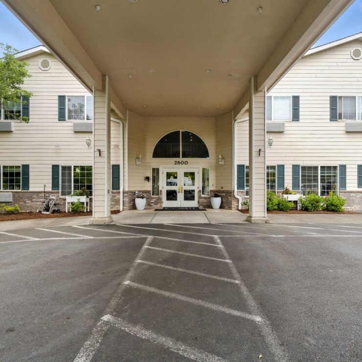 Welcoming entrance that invites community and comfort, perfect for a vibrant retirement lifestyle.