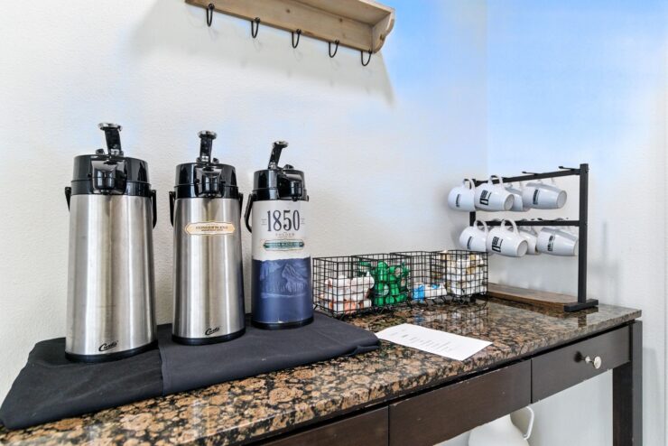 A welcoming refreshment station, inviting residents to gather and enjoy community moments together.