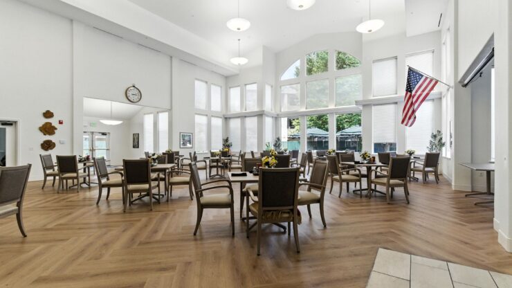 Bright and inviting dining area fostering community and comfort, ideal for gatherings and meals.