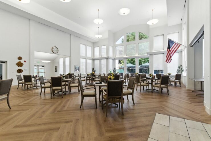Bright and inviting dining area fostering community and comfort, ideal for gatherings and meals.
