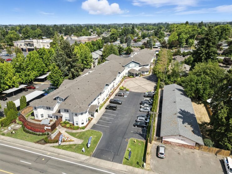 A welcoming community nestled among lush greenery, offering comfort and connection for all residents.