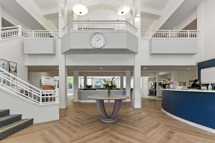 A welcoming reception area with elegant design, fostering a sense of community and comfort.