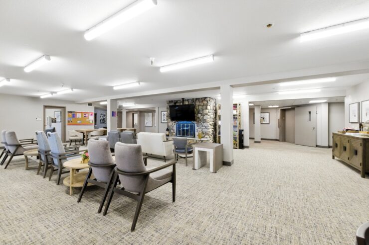 Welcoming communal space designed for relaxation and connection among residents.