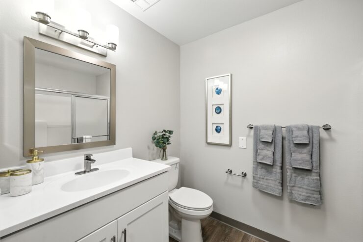 Bright and inviting bathroom space, designed for comfort and ease, perfect for a welcoming community.