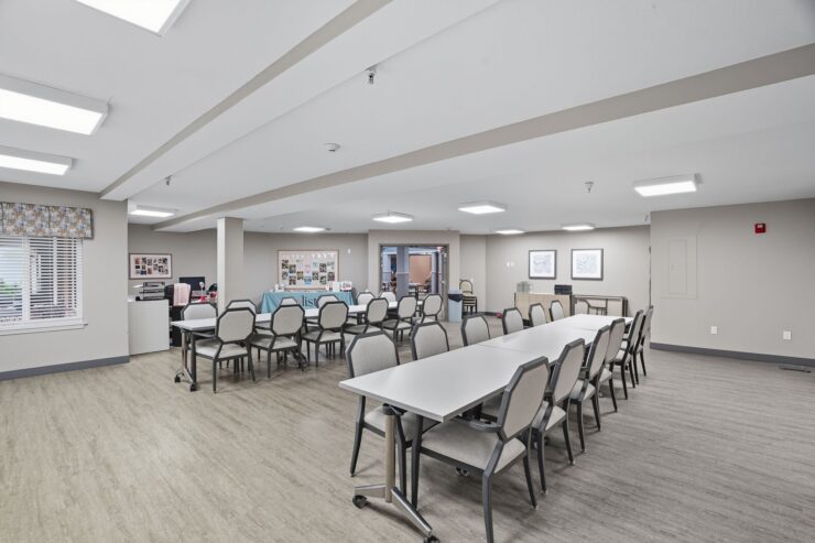 Bright and inviting communal space, perfect for gatherings and activities, fostering connection and comfort.