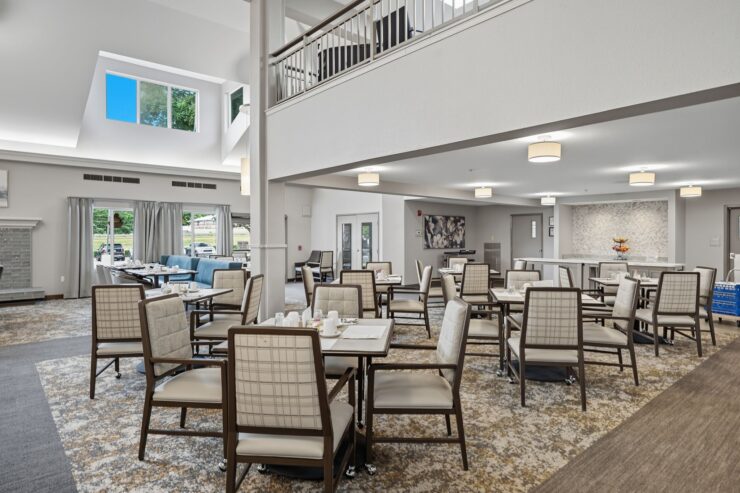 Bright, inviting dining area fosters community and comfort, perfect for shared meals and gatherings.