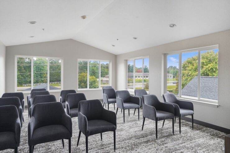 Bright and inviting space with comfortable seating, perfect for community gatherings and connection.