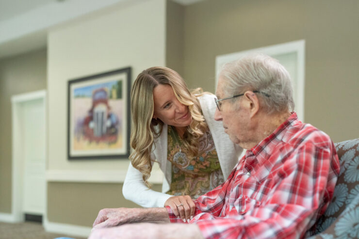 A warm interaction in a welcoming space, highlighting connection and community spirit.