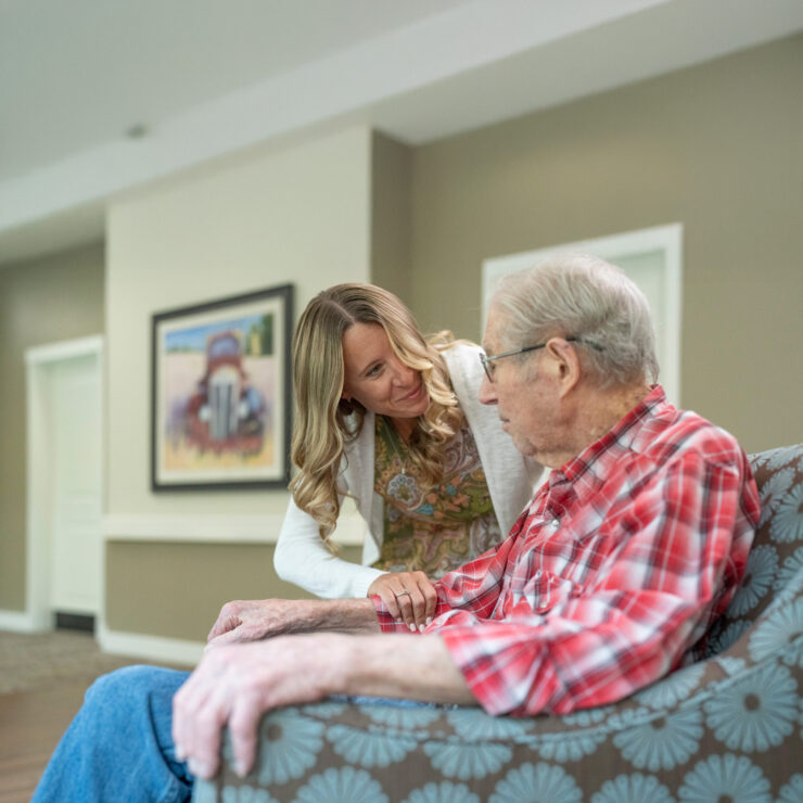 A warm interaction in a welcoming space, highlighting connection and community spirit.